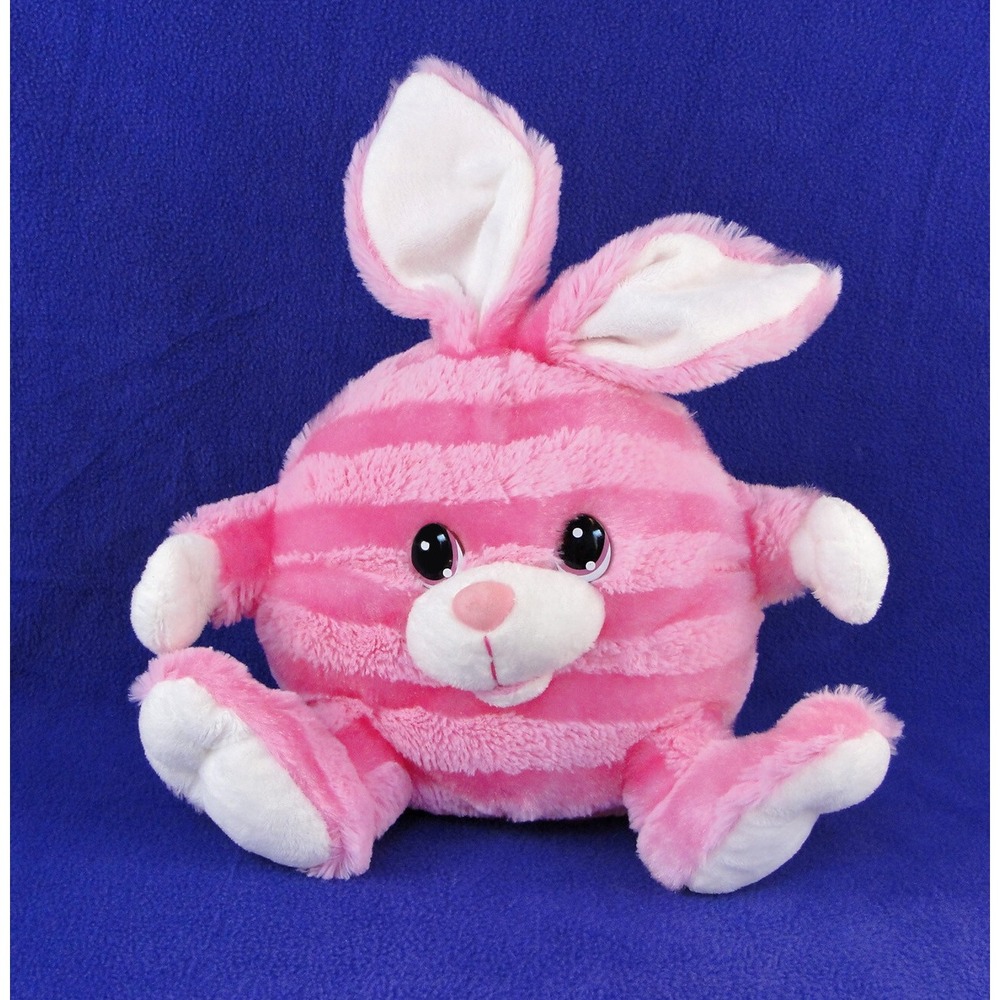 Dan Dee Pink Bunny Rabbit Plush Round Striped Stuffed Animal 11" Easter Toy